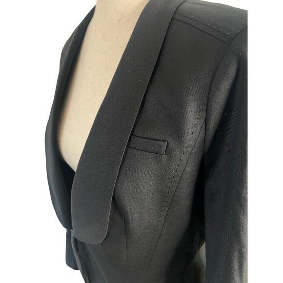 Tory Burch Black Wool Blend Blazer Small Sz 4 Office Siren Designer Chic - Picture 7 of 16
